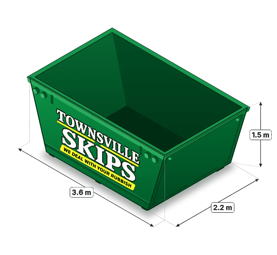 Townsville Skips 12m³ skip bin with dimensions