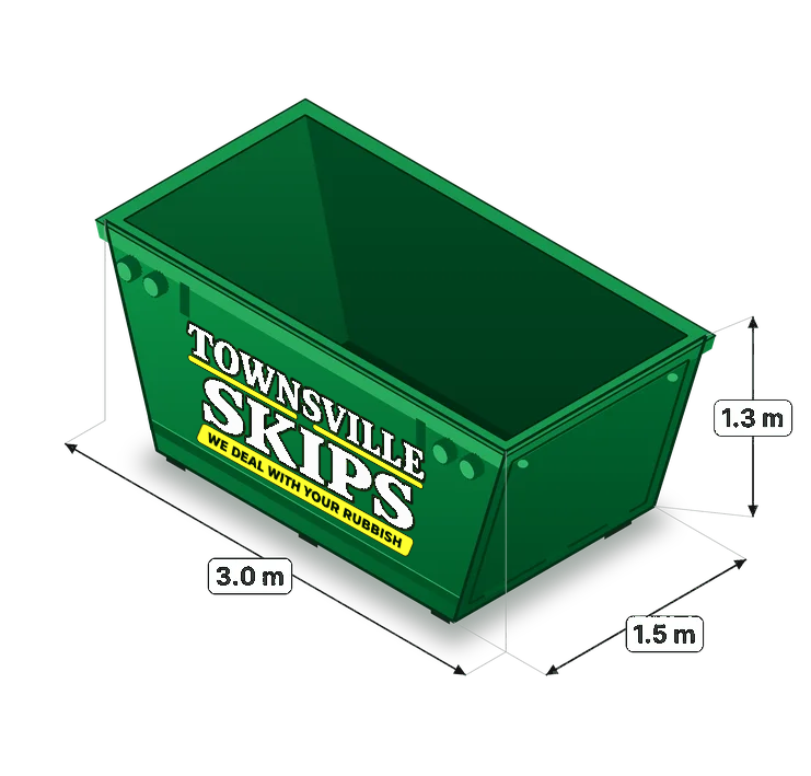 Townsville Skips 6m³ skip bin with dimensions