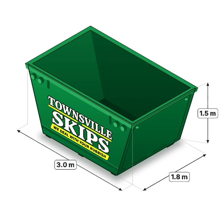 Townsville Skips 8m³ skip bin with dimensions